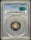 1872 Seated Liberty Half Dime Pcgs Ms-63 Cac Rainbow Toning