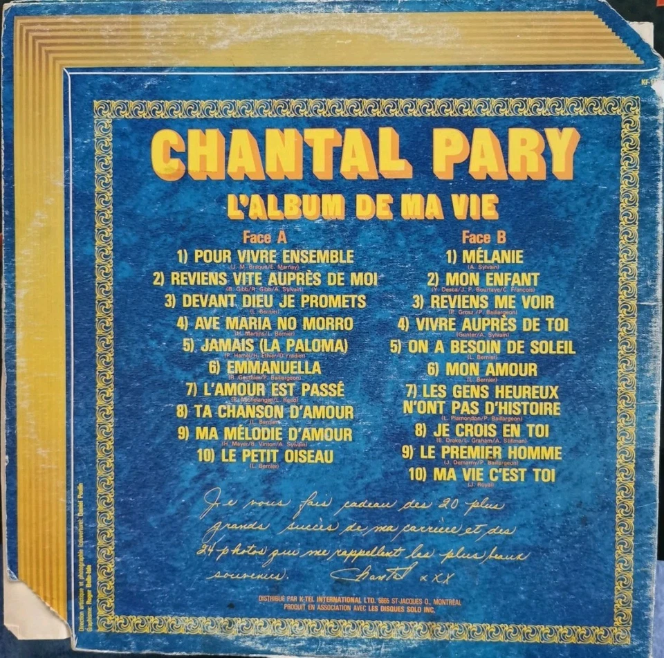 Vinyl LP Chantal Pary - L'Album De Ma Vie VG KF-140 Canada Pop - Image 3 of 4