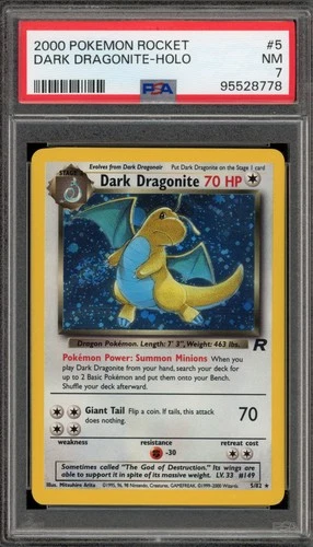 Pokemon Dark Dragonite Team Rocket Unlimited Holo Rare #5 PSA 7