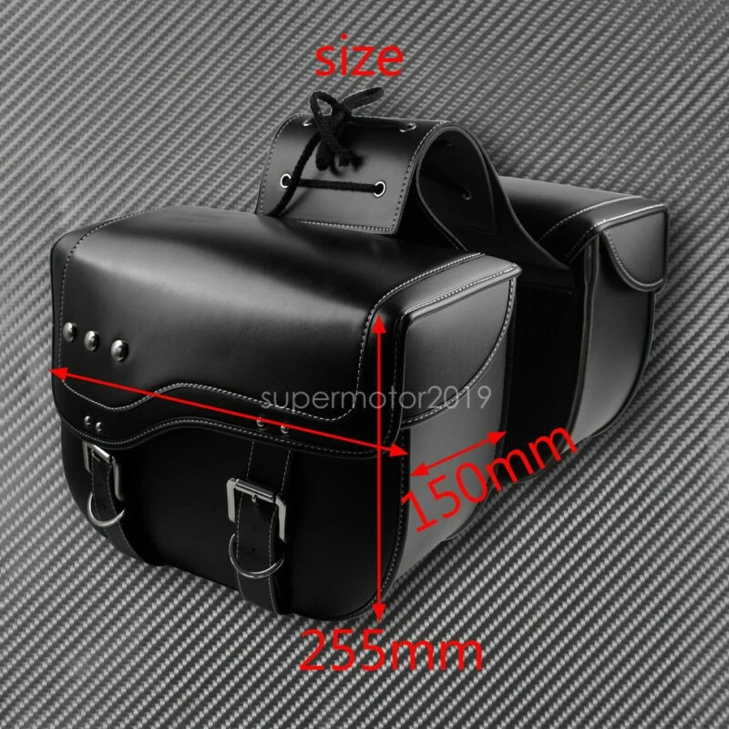 Motorcycle Saddle Bags Side Storage Bag Fit For Harley Honda Chopper Bobber - Image 2 of 4