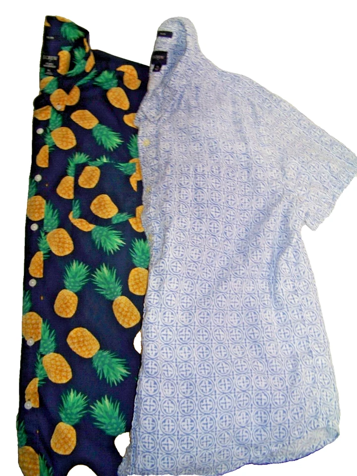 2- Camisa para hombre XL J Crew Flex lavada delgada piña y blanca azul abotonada SS Foto 2 de 4