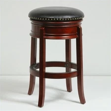 Bowery Hill 30" Contemporary Wood Swivel Bar Stool in Cherry/Black