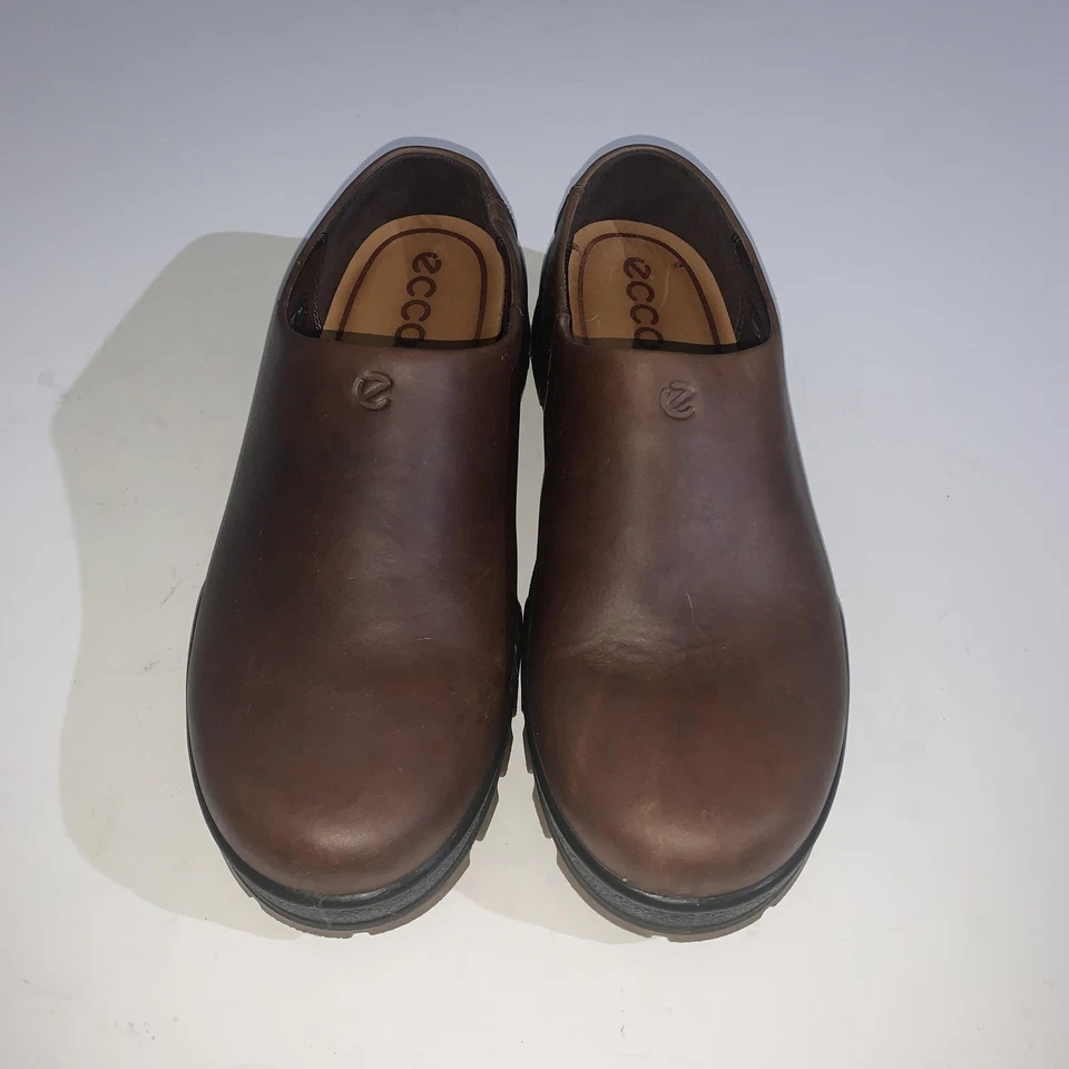Zueco Ecco Track Zapatos Mujer Talla 8.5 Cuero Marrón Sin Cordones Mules 39 Foto 4 de 4
