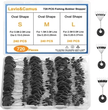 720PCS Bobber Stopper Kit - 6-in-1 Rubber Float Stops, Sizes L M S