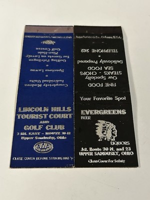Upper Sandusky Ohio Matchbook Lot Lincoln Hills Tourist Court Evergreens Liquor 