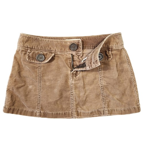Y2k Abercrombie & Fitch Corduroy Mini Skirt Womens 26 Brown Bratz 2000s Preppy - Picture 2 of 7