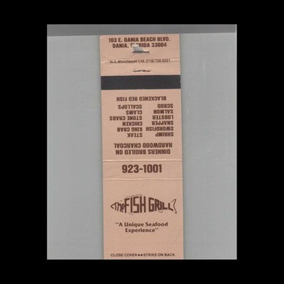 Matchbook Cover The Fish Grill Dania, FL