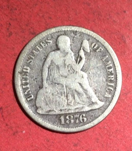 1876S US Seated LIBERTY SILVER Dime! FINE! "San Francisco" Mint! Old US Coin!