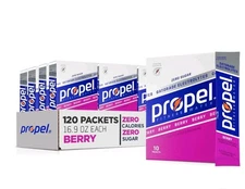 Propel Powder Packets Berry 120 Count Electrolytes Vitamins No Sugar Fitness 