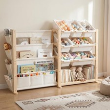 Book Shelf for Kids Rooms Toy Storage Organizer W/ Bookshelf Solid Wood Kids