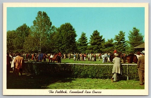 KY, Lexington, Keeneland Race Course, Paddock, Crowds, Vintage Postcard