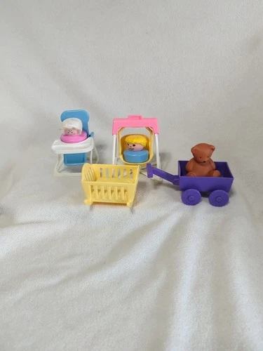Vintage Fisher Price Little People Nursery Lot