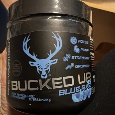 Bucked Up Pre-Workout Powder with 200mg Caffeine - Blue Raz (25 Servings)
