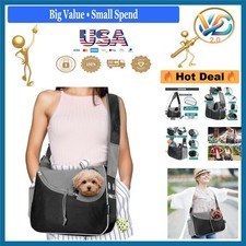 Dog Sling Carrier Bag for Small to Medium Dogs Black Adjustable Travel Pouch