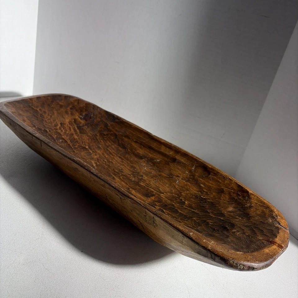 "Centro de mesa de madera primitivo tallado a mano tazón de masa decoración de granja México 22""" Foto 3 de 4