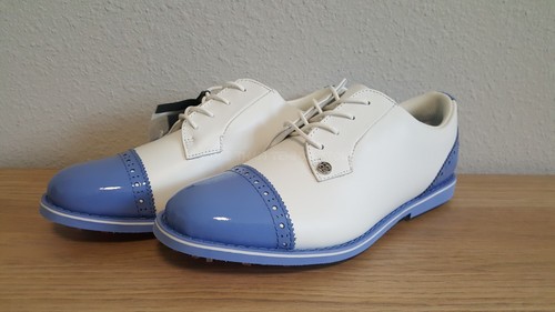 G/FORE Women's Cap Toe Gallivanter Golf Shoes  Snow/Vista Blue G4LS22EF04 - Picture 7 of 12
