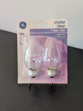 GE 25 Watt B Type Crystal Clear Multi-Use Light Bulbs 170 Lumens 2-Pack RARE