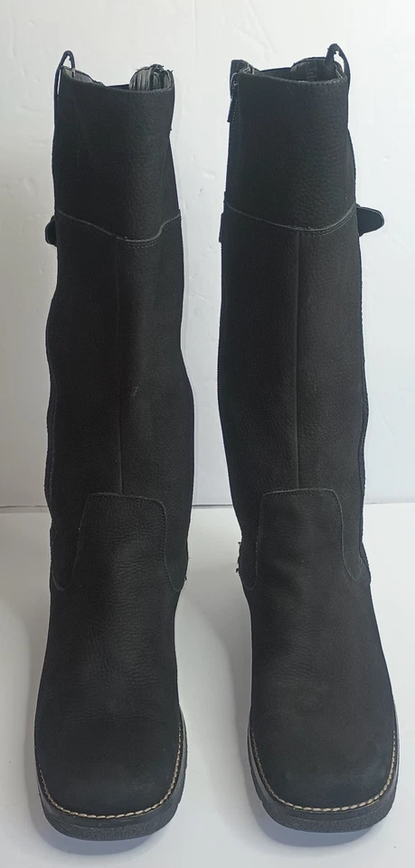 Botas de equitação femininas aerossóis couro altura do joelho 10 B preto com zíper fio falty - Imagem 4 de 4