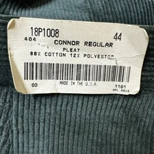 Sewell USA 44 Unfinished Green Pleated Corduroy Pants Trousers Vintage Wide Leg