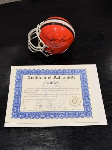 Jim Brown Signed Mini Helmet with COA