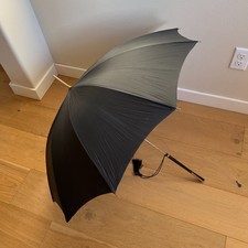 Black Parasol Umbrella, Decorative Metal-Leather Handle Gothic Tassel