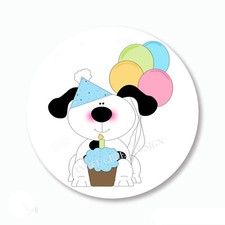 Puppy Dog Happy Birthday Party Favors Scrapbook Stickers Envelope Seals Labels