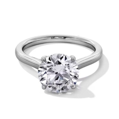 2.85Ct Round Cut VVS1 Moissanite Solitaire Engagement Ring 14K White Gold Plated