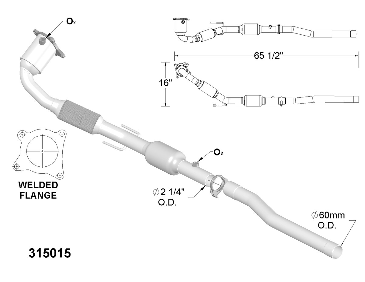 Catalytic Converter and Pipe Fits: 2008 Volkswagen Eos