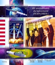 1958 Launch EXPLORER 1 1st USA Satellite Space 3v-Stamp Sheet #1 (2023 Togo)