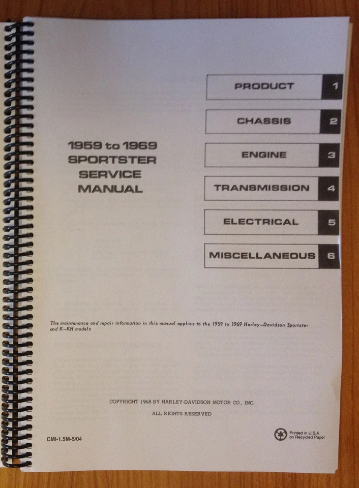 Harley Davidson Sportster XL XLH XLCH 1959 a 1969 nueva manual de servicio envío y devolución gratuitos Foto 2 de 4