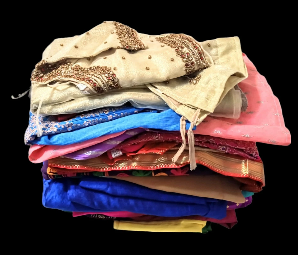 Lote de ropa de tela bordado mezcla de cuentas costura artesanía India Oriente Medio África 15 lb Foto 3 de 4