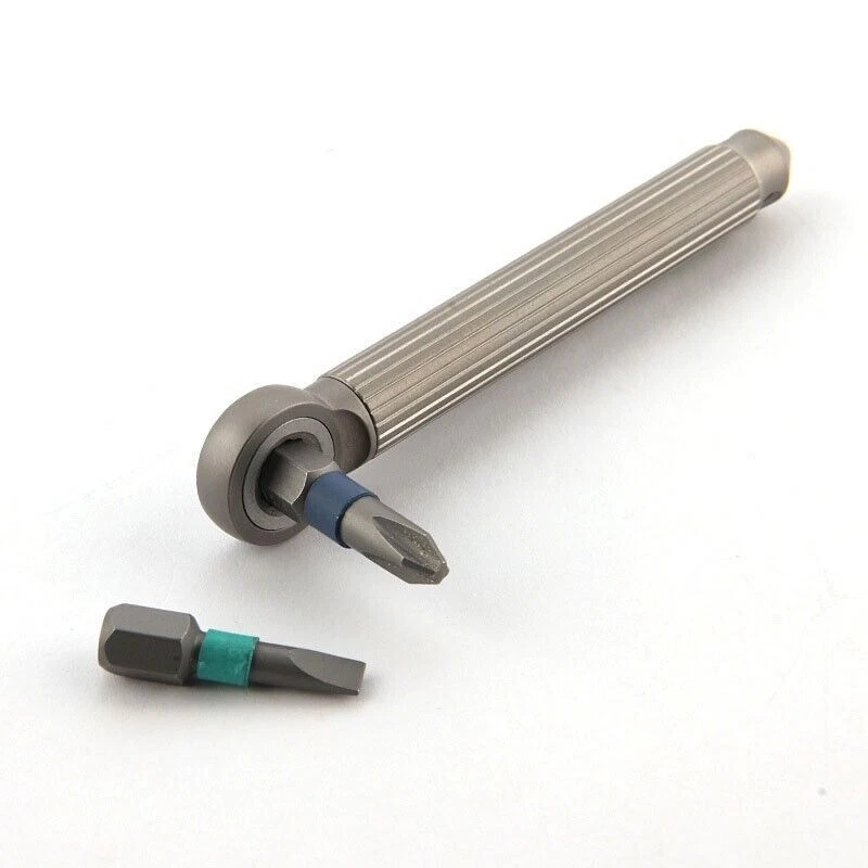 Titanium Brass S2 steel Multi Tools Card Screwdriver Pocket Outdoor Keychain EDC - Image 2 of 4