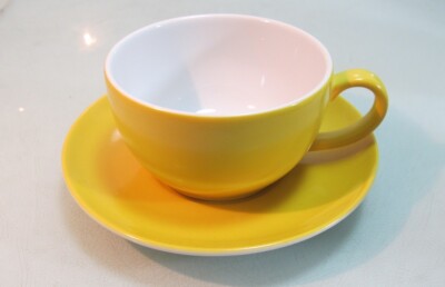 Tasse Kaffeetasse + Untertasse Schönwald Dibbern gelb  (D5) (3/4)