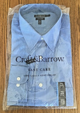NWT CROFT  BARROW Men  s Dress Shirt Top Fall 16 1/2 34/35 Easy Care Blue