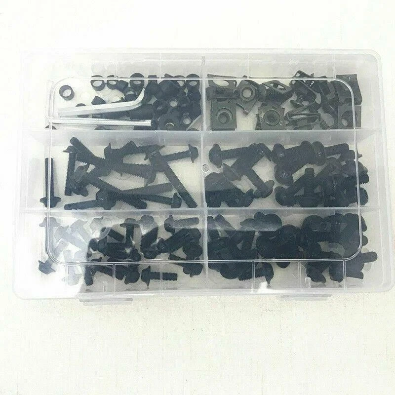 Kit de pernos de trabajo para carrocería de motocicleta clips de tornillos para guardabarros M6 M5 universal 177 piezas Foto 2 de 4