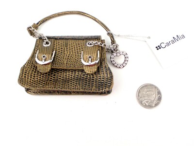JEWELLERY KEY BAG RING POUCH DESIGNER CARA MIA MINI KEYS TINY HANDBAG GREEN