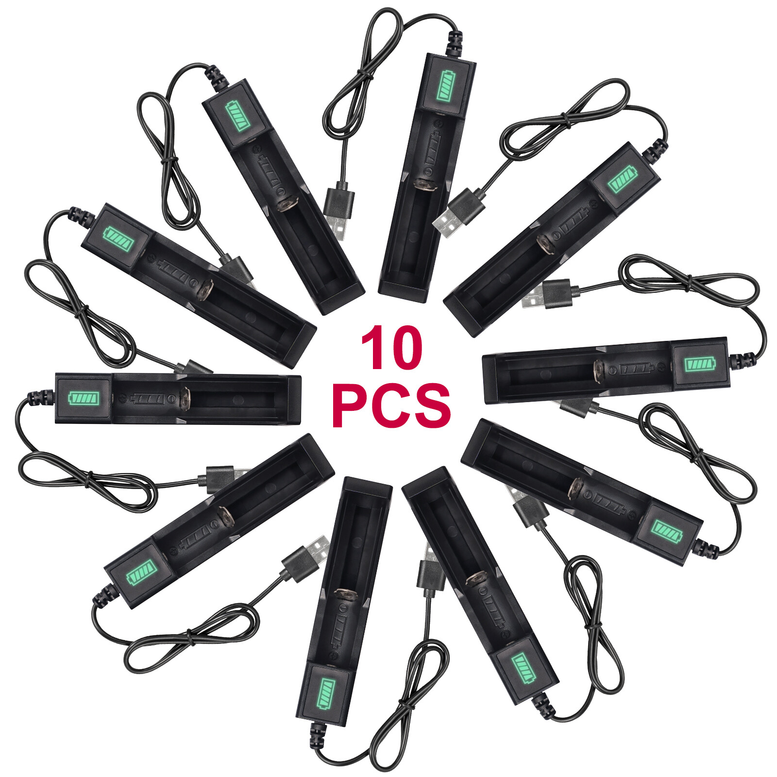 USB 1-Slot Smart Battery Charger for 16340 26650 Rechargeable Lithium Batteries