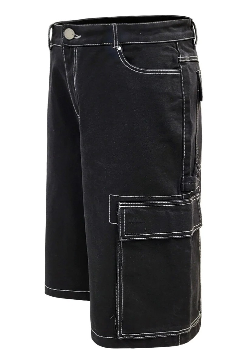 Victorious Men's Carpenter Contrast Stitch Side Cargo Pocket Baggy
