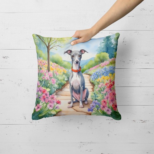 Italian Greyhound Spring Garden Path Throw Pillow - Picture 2 of 9