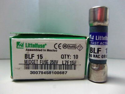 New Lot Littelfuse BLF 15 Amp Fuses 250 Volts BAF 15 NIB