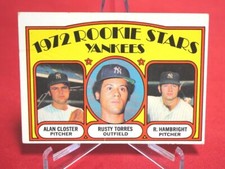 Yankees Rookies Closter Torres Hambright 1972 Baseball Card TOPPS #124 VG-EX (2)