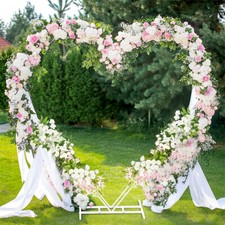 Dual-Tube Metal Wedding Arch Creative Heart Shaped White Circle Arch Stand Racks