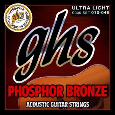 GHS Phosphor Bronze Acoustic Guitar Strings S305 10-46 ultra light
