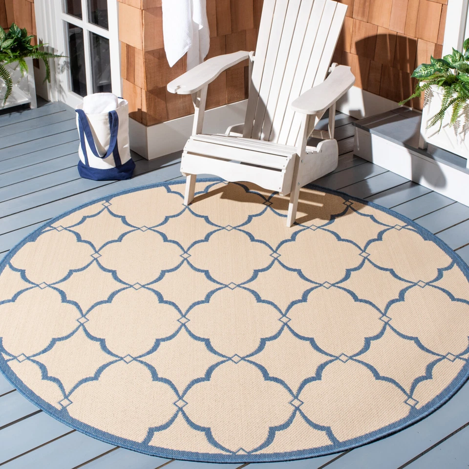 SAFAVIEH Indoor Outdoor BHS125N Beach House Cream / Blue Rug - Image 2 of 4