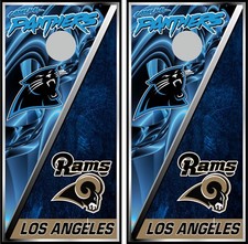 panthers  rams split 0435 cornhole board vinyl wraps