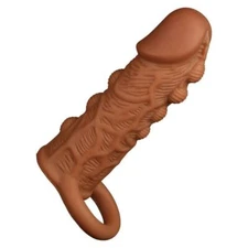 Extra 1.25" Penis Extender Sleeve Ball Loop Reusable Condom 25% Girth 6.5"