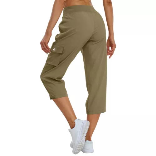 Womens Capris Pockets Loose Fit Pants Lightweight Ladies Baggy Cargo Pant Hiking - Afbeelding 16 van 42