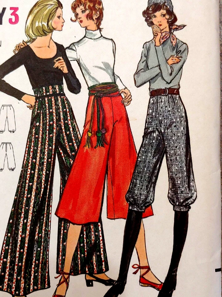 Butterick 6054 Misses' Gaucho&Evening Knicker Pants,  25-1/2" Hip 36 Uncut 1970s - Image 2 of 4