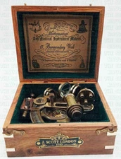 Maritime 5"Brass J. Scott Vintage Replica Antique Brass Sextant with Wooden Gift