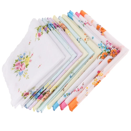 40X Vintage Floral Flower Ladies Handkerchiefs Cotton Pocket Square Women Hanky - Picture 15 of 20